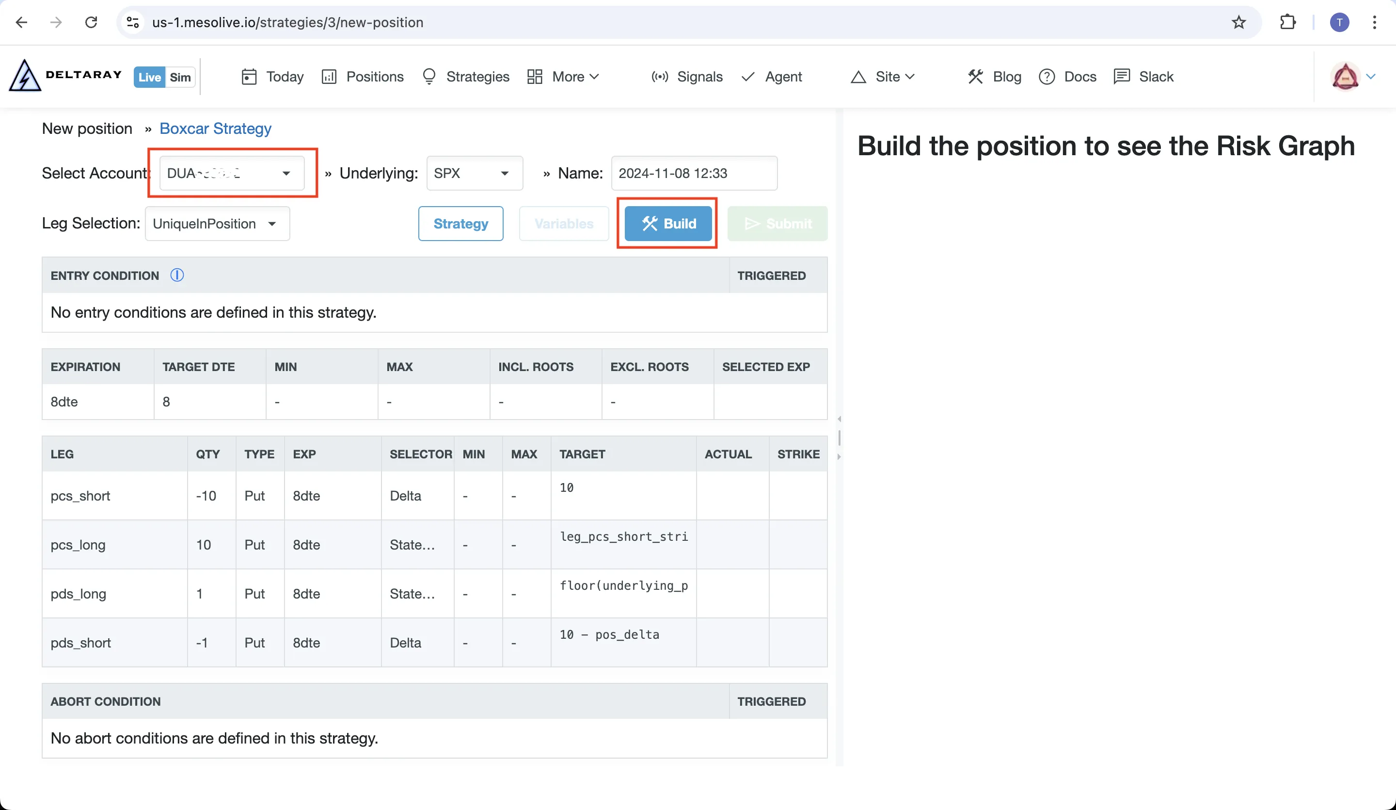 New position (before build)
