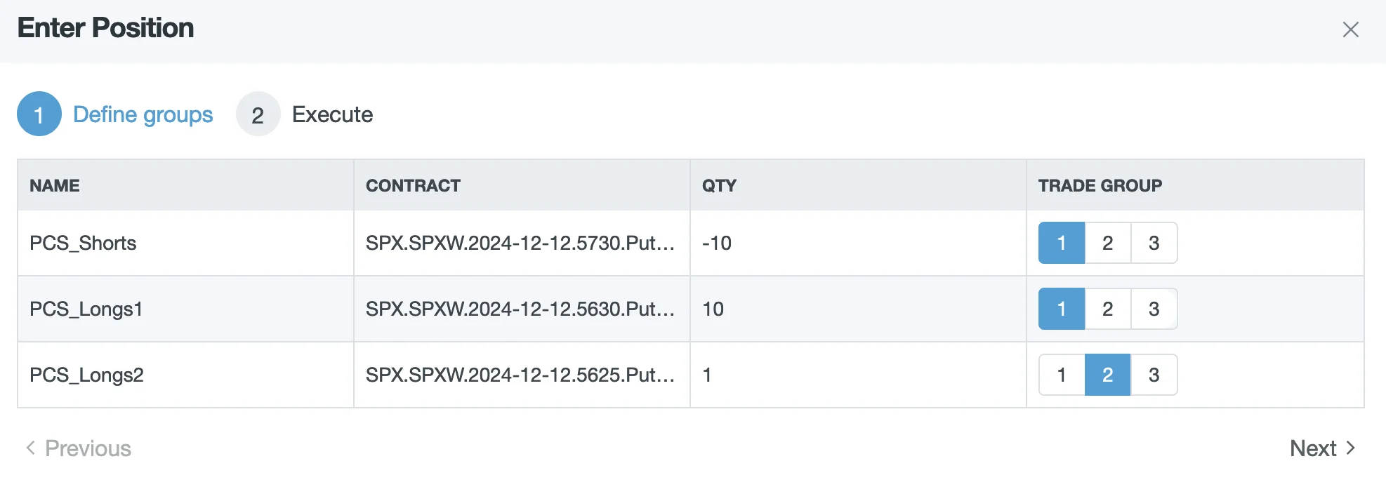Order groups example (split into supported combos)